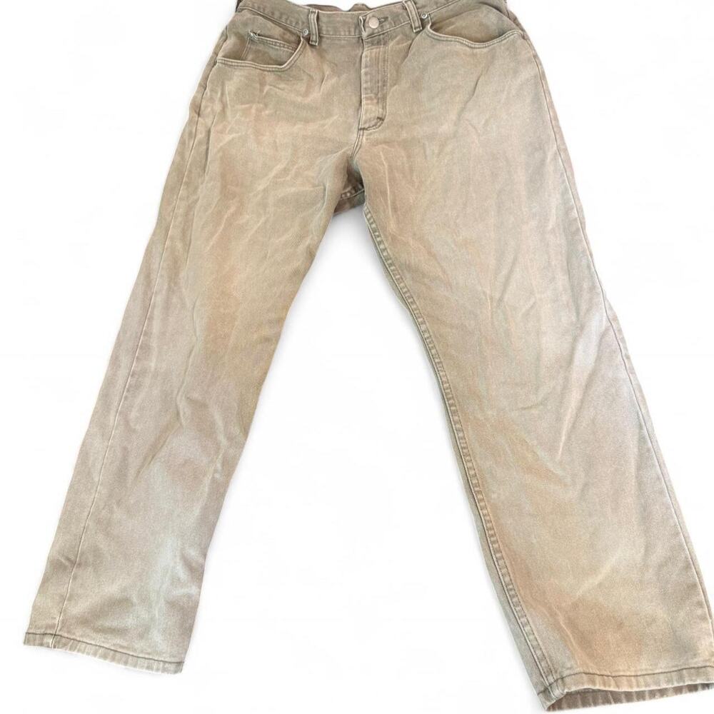 Vintage Wrangler Men’s Tan Distressed Straight Leg Jeans 36x30